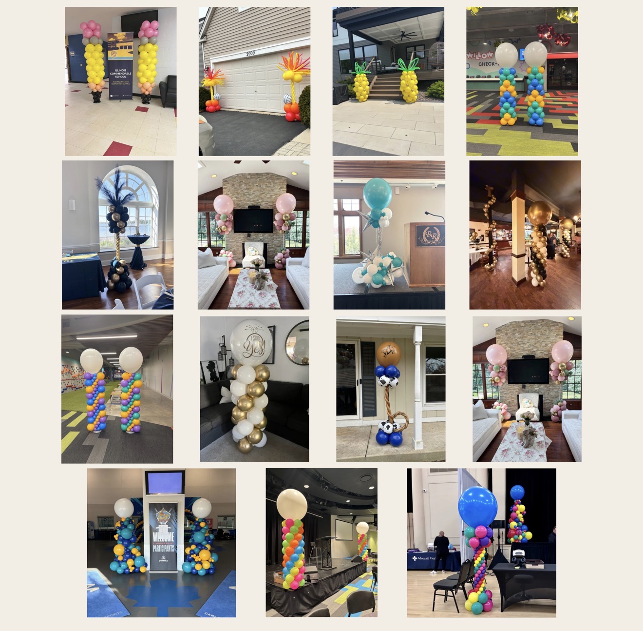 Balloon Column| Balloon Towers| Balloon Decorations near Barrington, Algonquin, Crystal Lake.